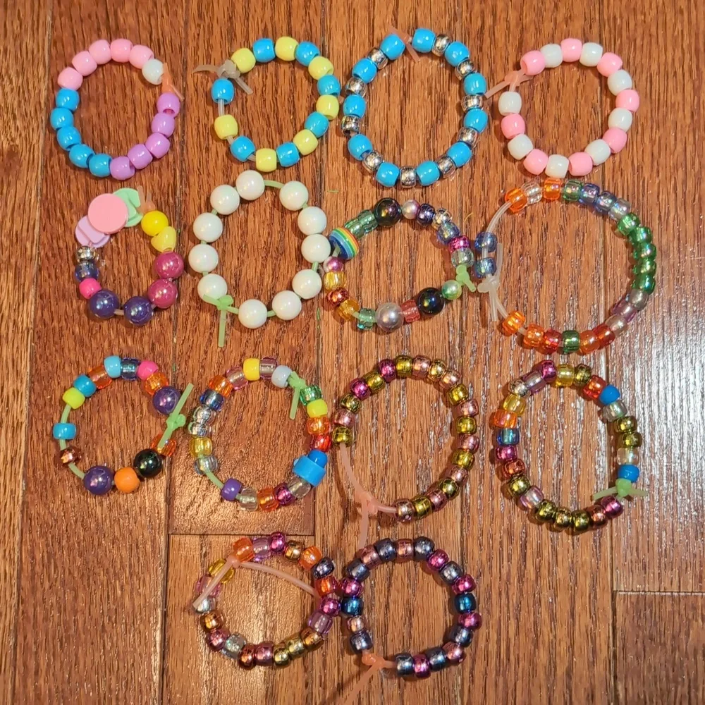 14 Colorful Beaded Kids Bracelets Set